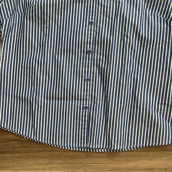 ALC Wrinkle Free 3/4 Sleeve Blue White Button Up Shirt Women Size Large - Picture 3 of 7